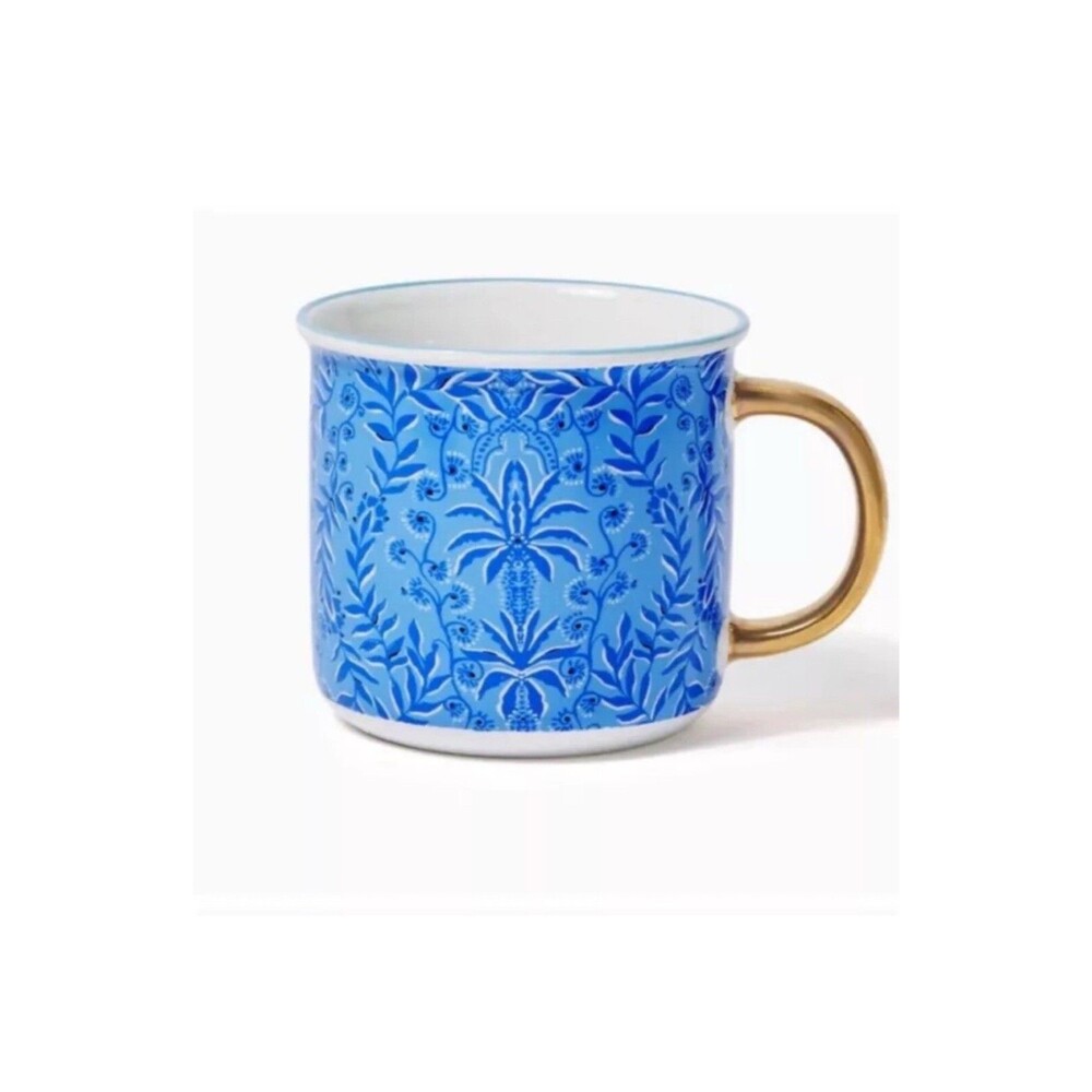 Lilly Pulitzer Coffee Tea Mug Cup Abaco Blue Gold 13 oz